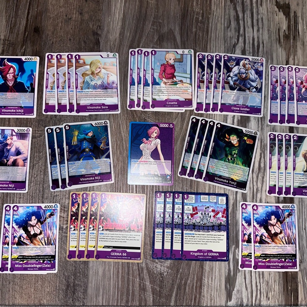 One Piece CCG TCG Reiju Blue/Purple Vinsmoke Germa 66 48 Card Lot
